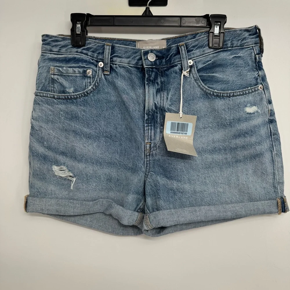 NWT EVERLANE the denim shorts organic cotton size 30 distressed womans shorts - Picture 1 of 11